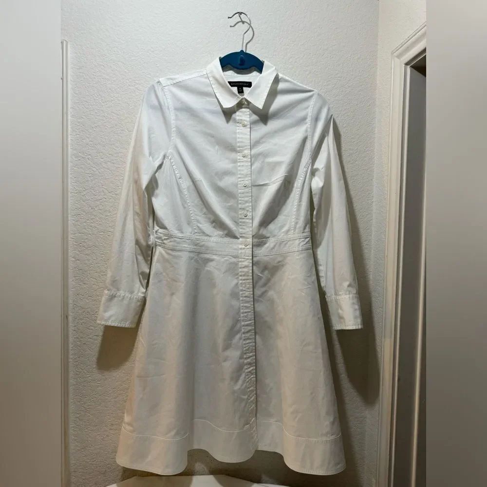 Banana Republic White long sleeves Shirt Dress - Size 8